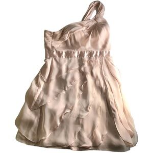 Adrianna Papell Blush Pink Asymmetrical One Shoulder Chiffon Cocktail Dre…